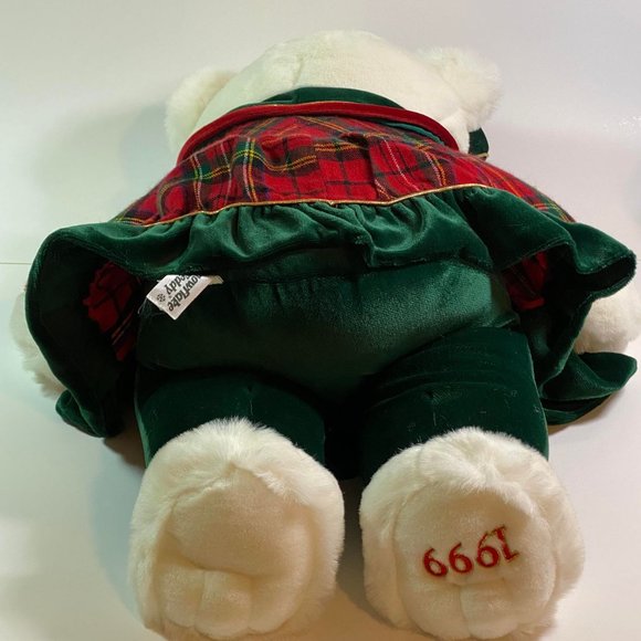 Vintage 1999 16" Snowflake White Christmas Teddy Bear Plush Stuffed Animal, Girl - Picture 9 of 12